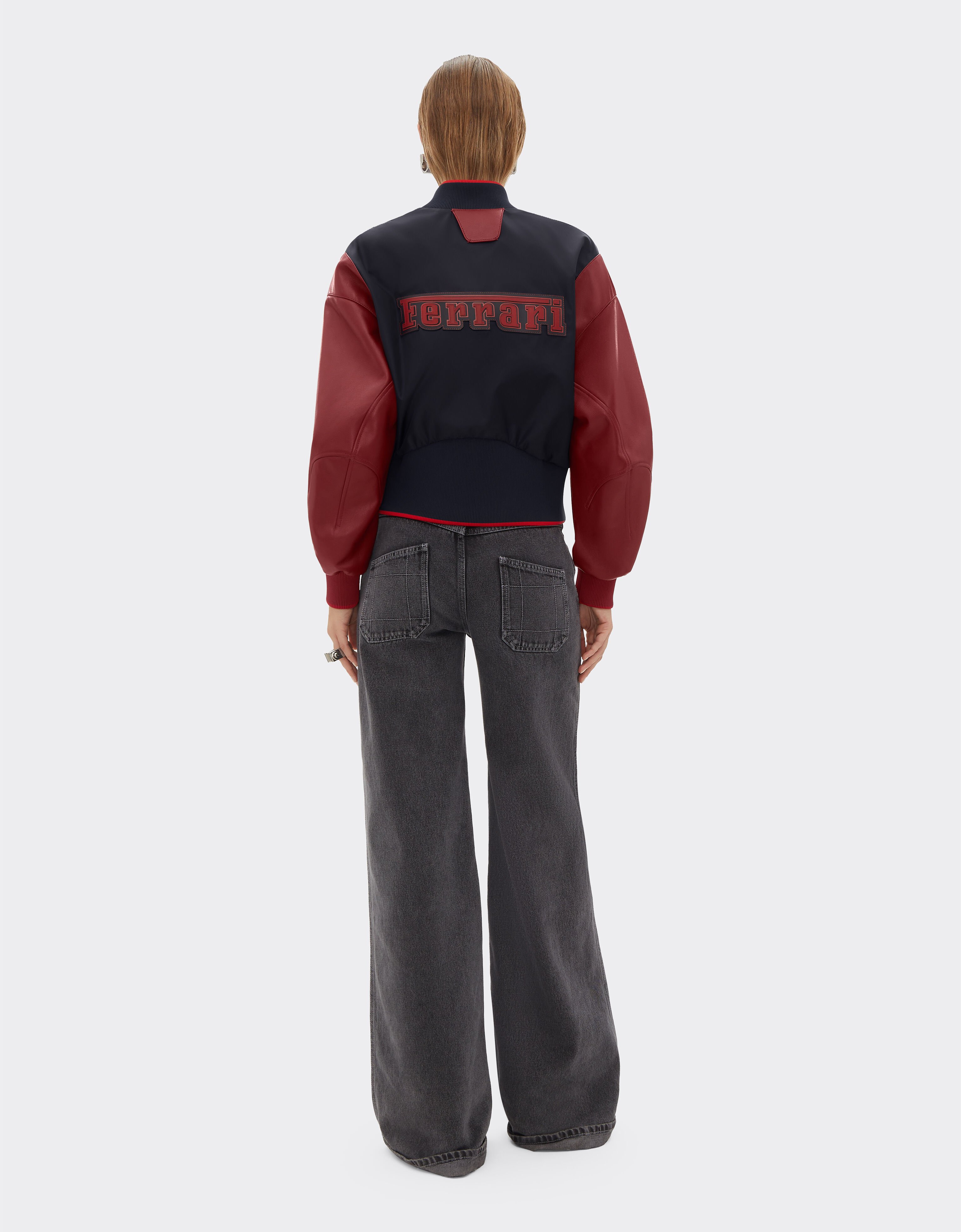 Ferrari Bomber jacket in Q-Cycle® nylon and leather Navy 50890f