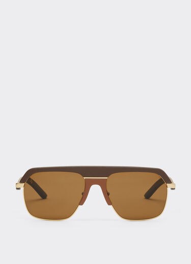 Ferrari Ferrari sunglasses in matte gold metal with brown polarized lenses Dark brown LA0ERf