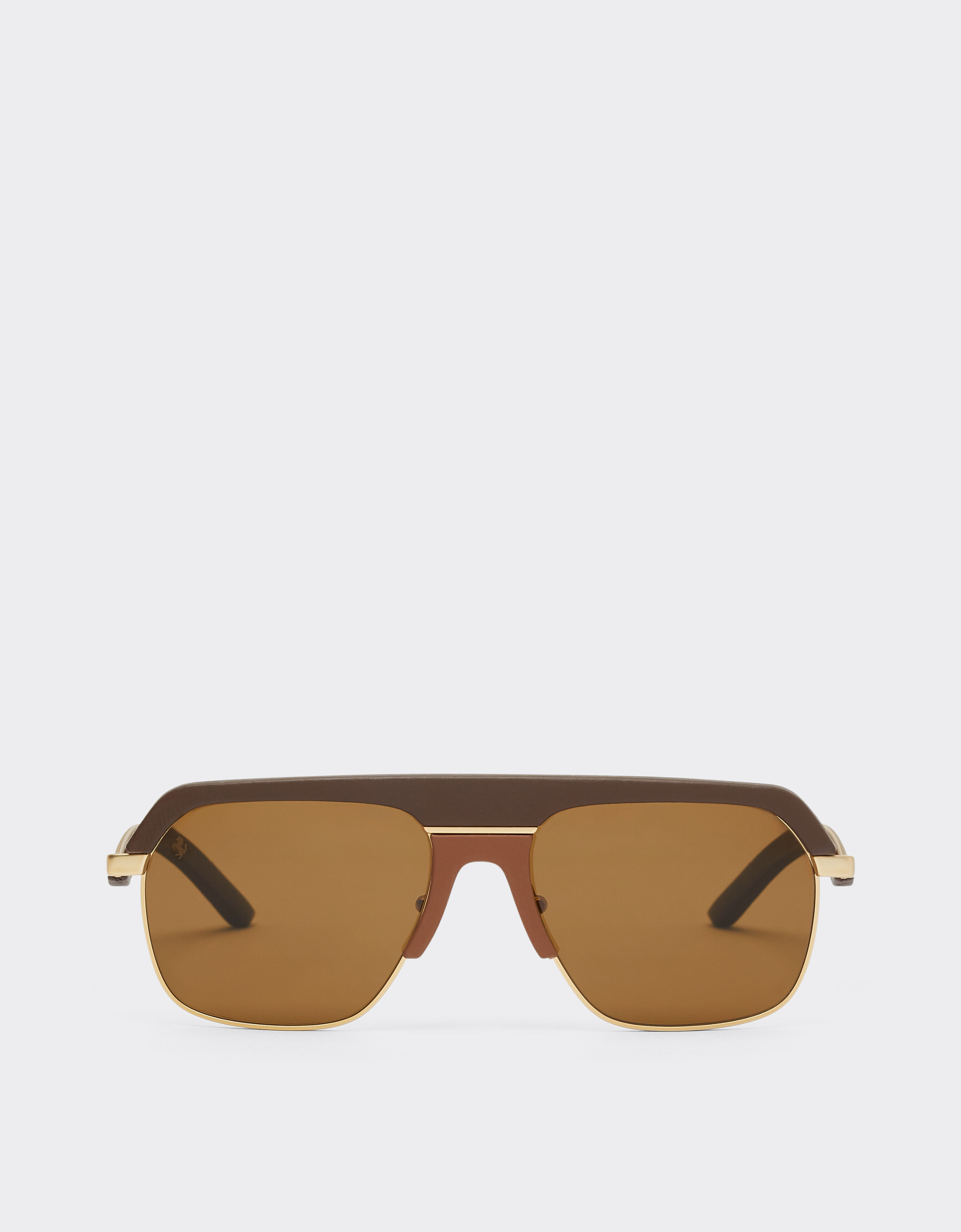 Ferrari Ferrari sunglasses in matte gold metal with brown polarized lenses Dark brown LA0ERf