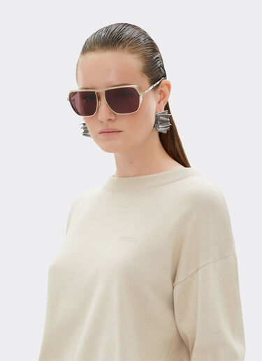 Ferrari Cotton and silk long sleeve sweater Ecru 48370f