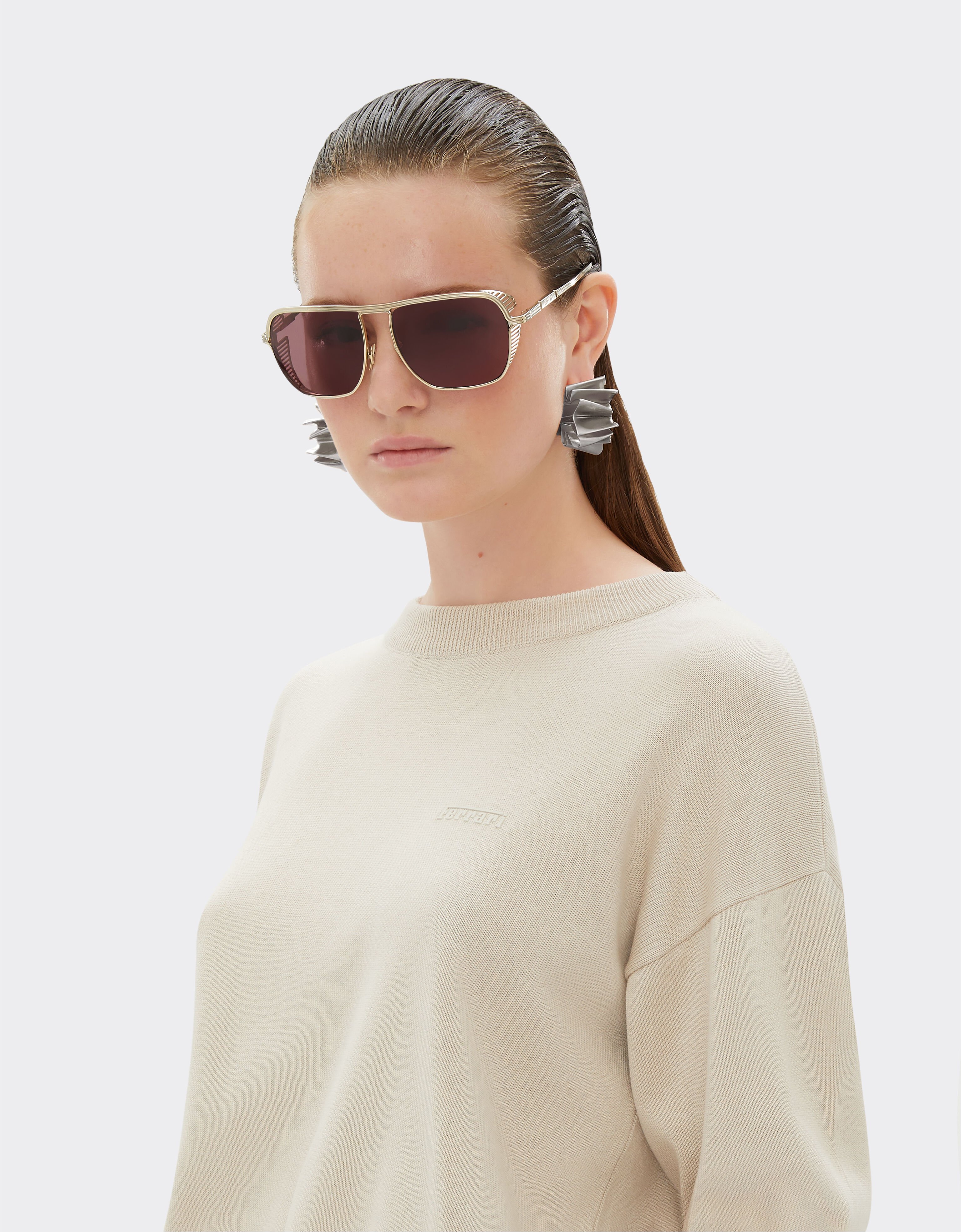 Ferrari Cotton and silk long sleeve sweater Ecru 48370f
