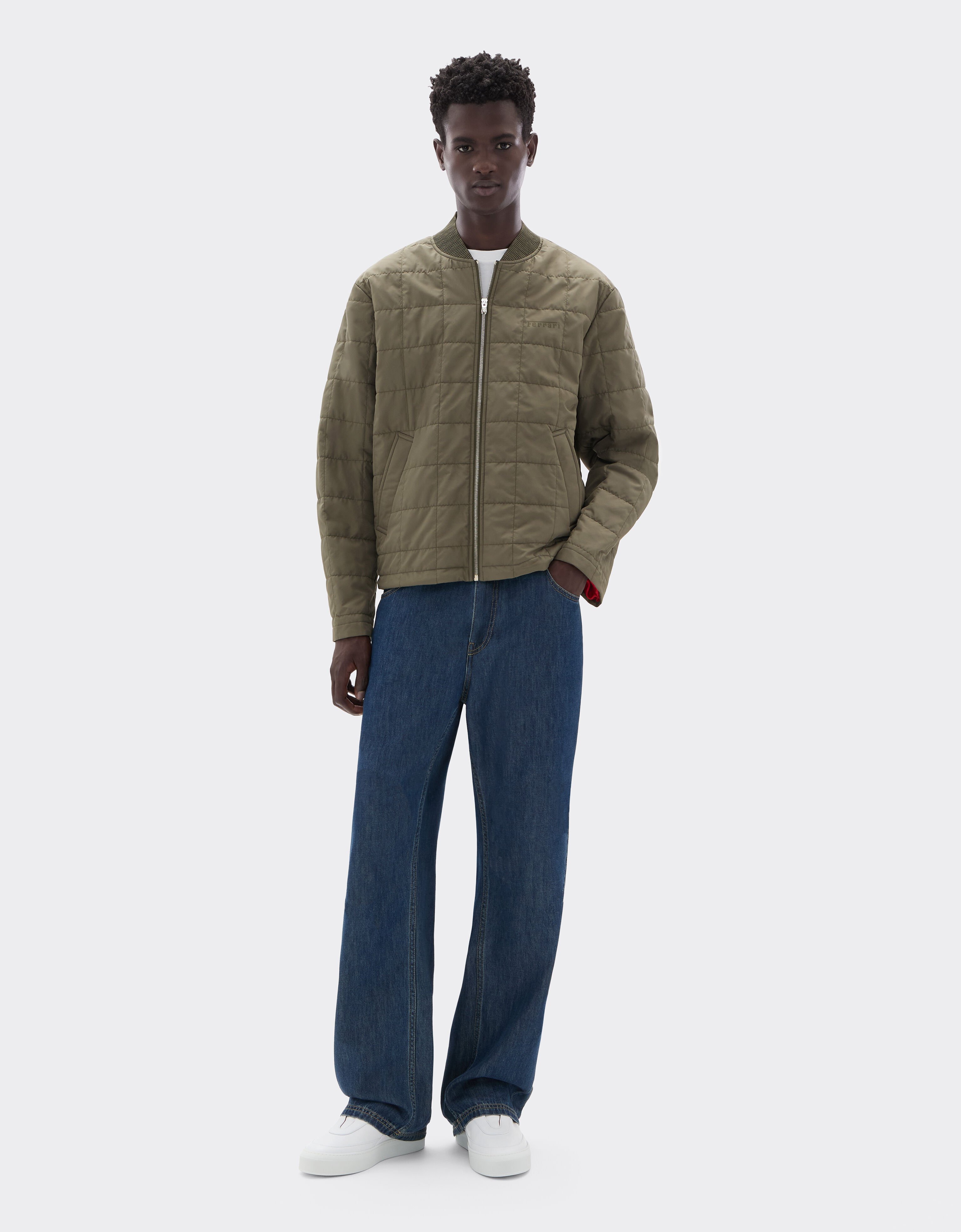 Technical Nylon Bomber Jacket with 7x7 Check Ferrari Technical Nylon Bomber Jacket with 7x7 Check Verde Cachi CWMOU0037WNY0001f