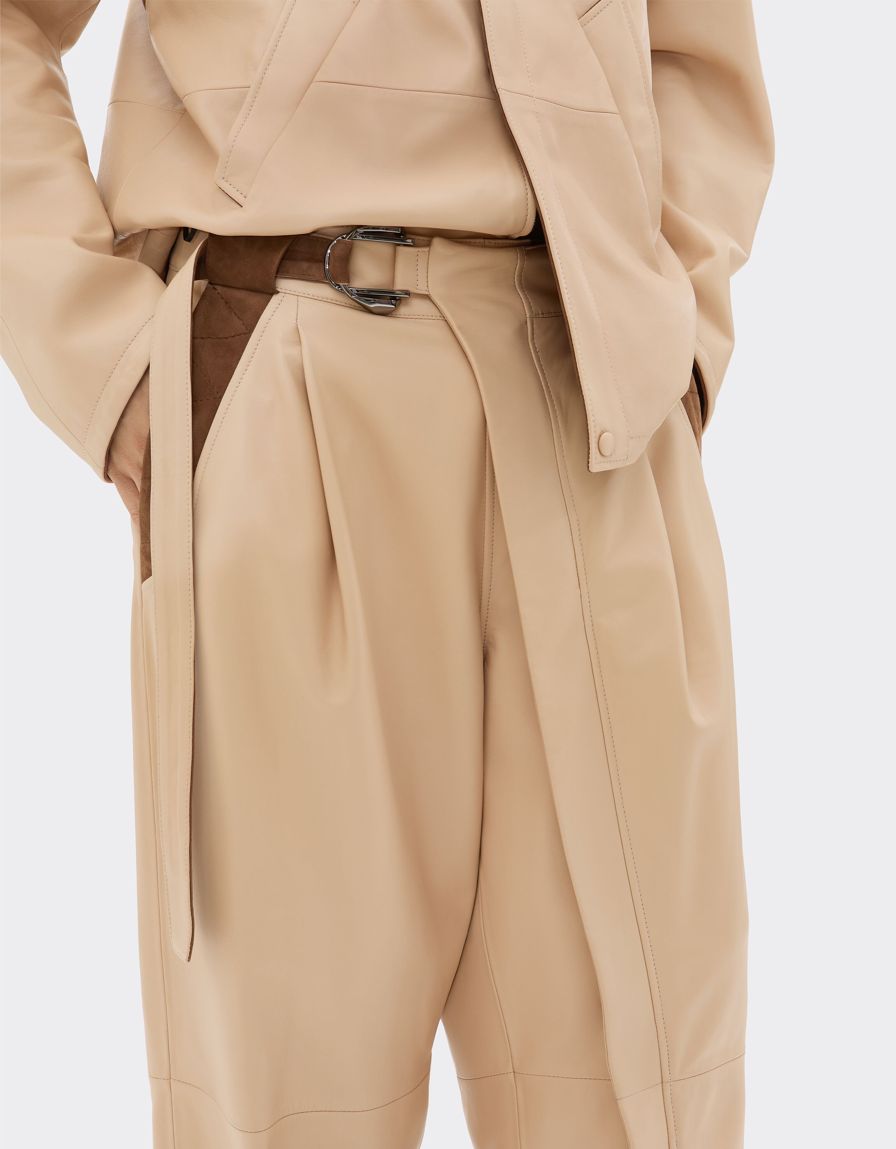 Ferrari Trousers in nappa and suede Chalk 22585f