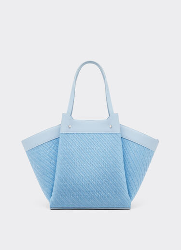 Ferrari Tote bag Ferrari grande in rafia e pelle Blu Acciaio 49110f