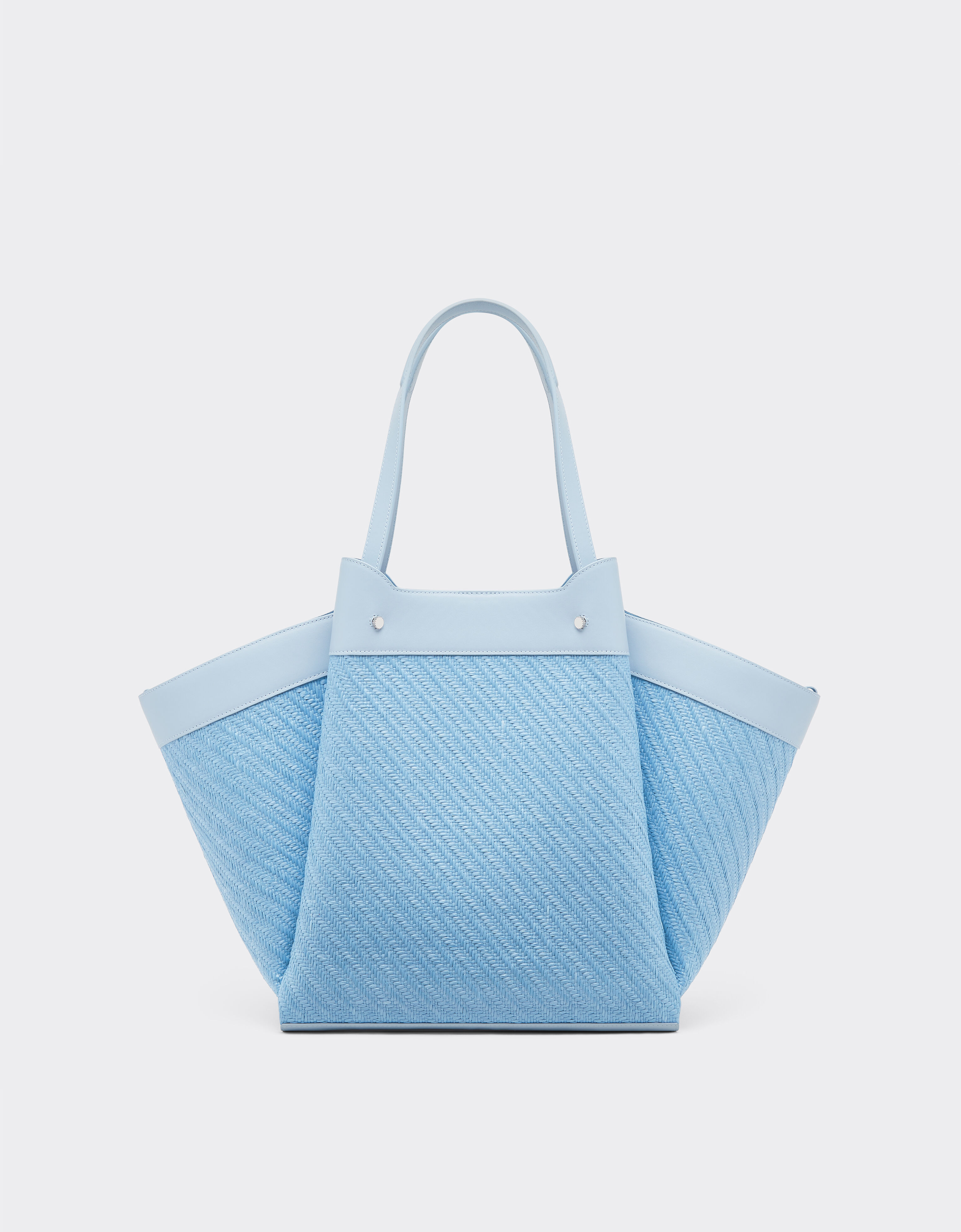 Ferrari Tote bag Ferrari grande in rafia e pelle Blu Acciaio 49110f