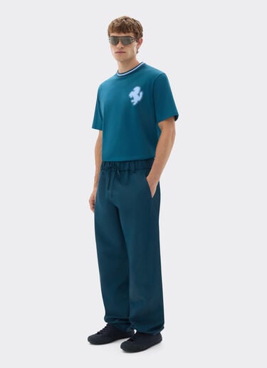 Cotton T-shirt with embossed Prancing Horse Ferrari Cotton T-shirt with embossed Prancing Horse Peacock 49119f