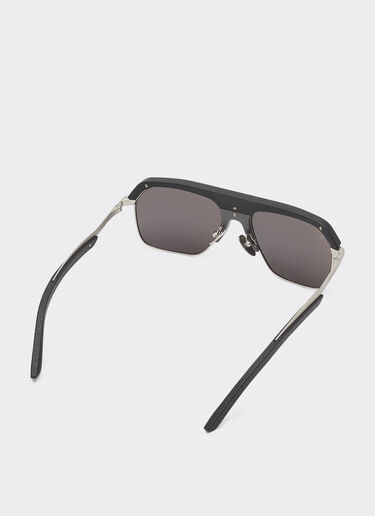 Ferrari Ferrari sunglasses in matte silver metal with gray polarized lenses Black LA0EQf