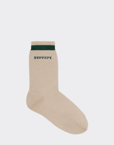 Ferrari Long cotton socks with Ferrari logo Chalk 49190f