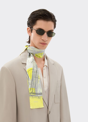 Ferrari Shelley scarf in printed silk twill Giallo Modena 22223f