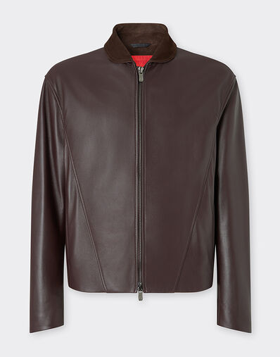 Ferrari Overshirt jacket in nappa and suede Espresso 22579f