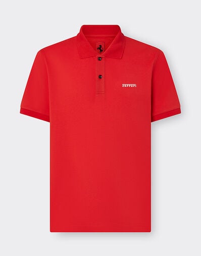 Ferrari Cotton polo shirt with Ferrari logo Rosso Dino 21277f