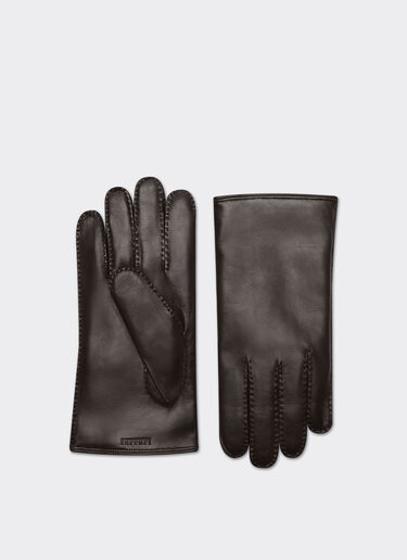 Ferrari Nappa leather gloves with Ferrari logo Dark Brown 21350f