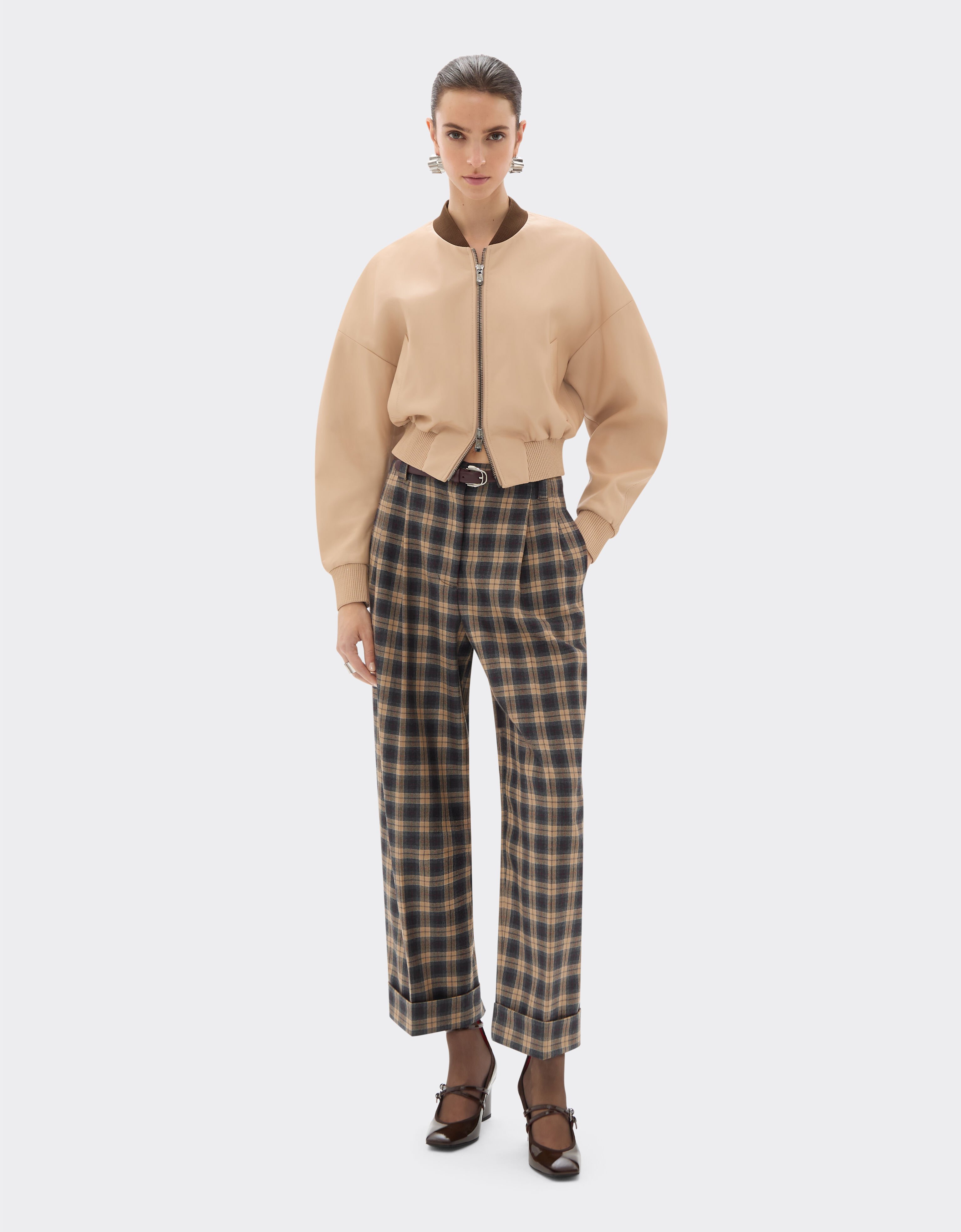 Ferrari Tartan wool trousers Melange gray 22631f