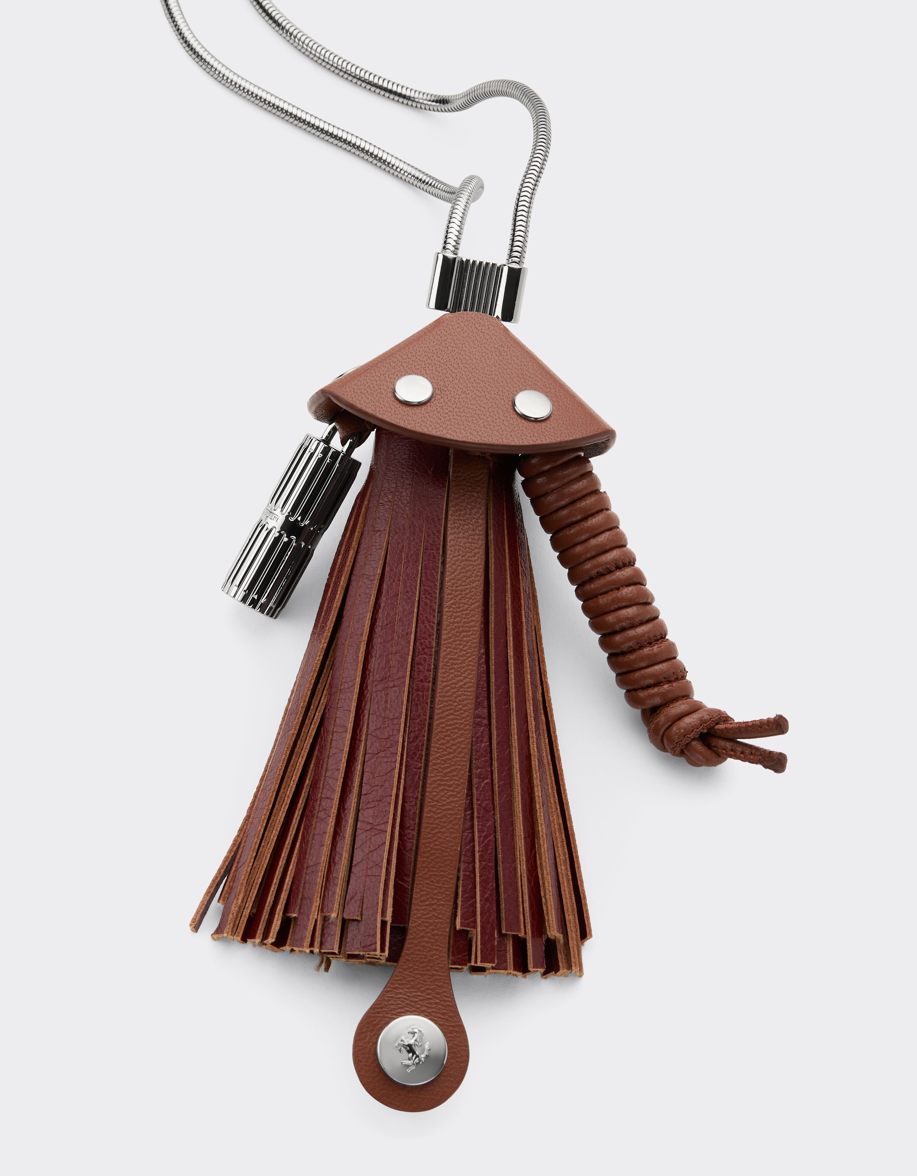 Ferrari Metal and semi-gloss leather necklace Fired Brick 51083f