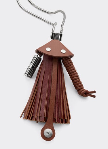 Ferrari Metal and semi-gloss leather necklace Fired Brick 51083f