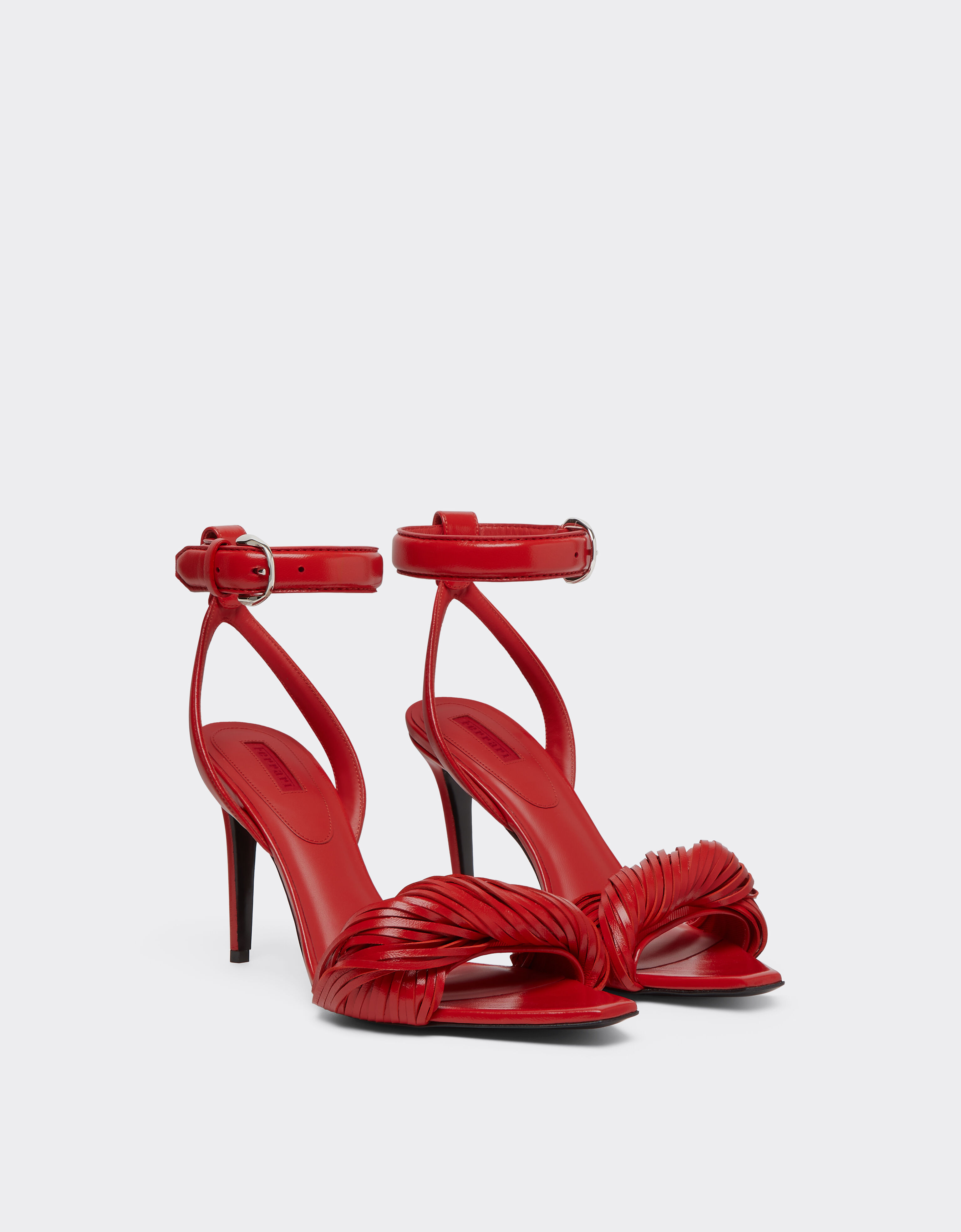 Ferrari Nappa leather heeled sandals Rosso Magma 51647f