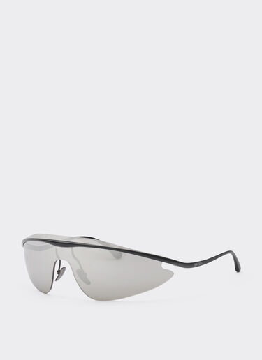 Ferrari Ferrari shield sunglasses in black metal with silver mirror lens Black Matt F1528f
