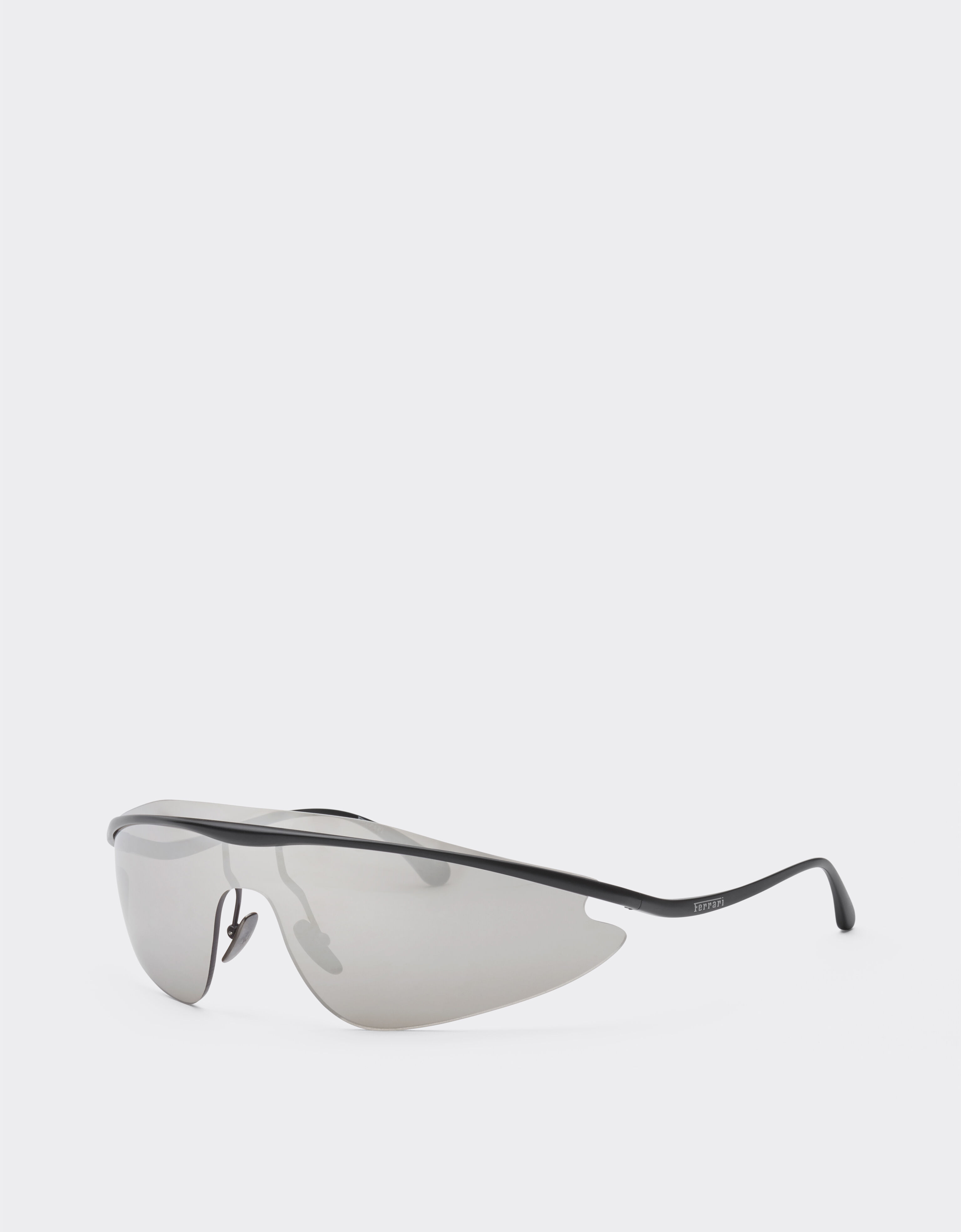 Ferrari Ferrari shield sunglasses in black metal with silver mirror lens Black Matt F1528f