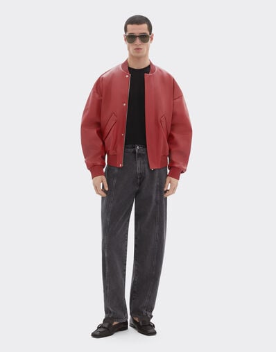 Ferrari Rubberized nappa leather bomber jacket Maison Red 51013f
