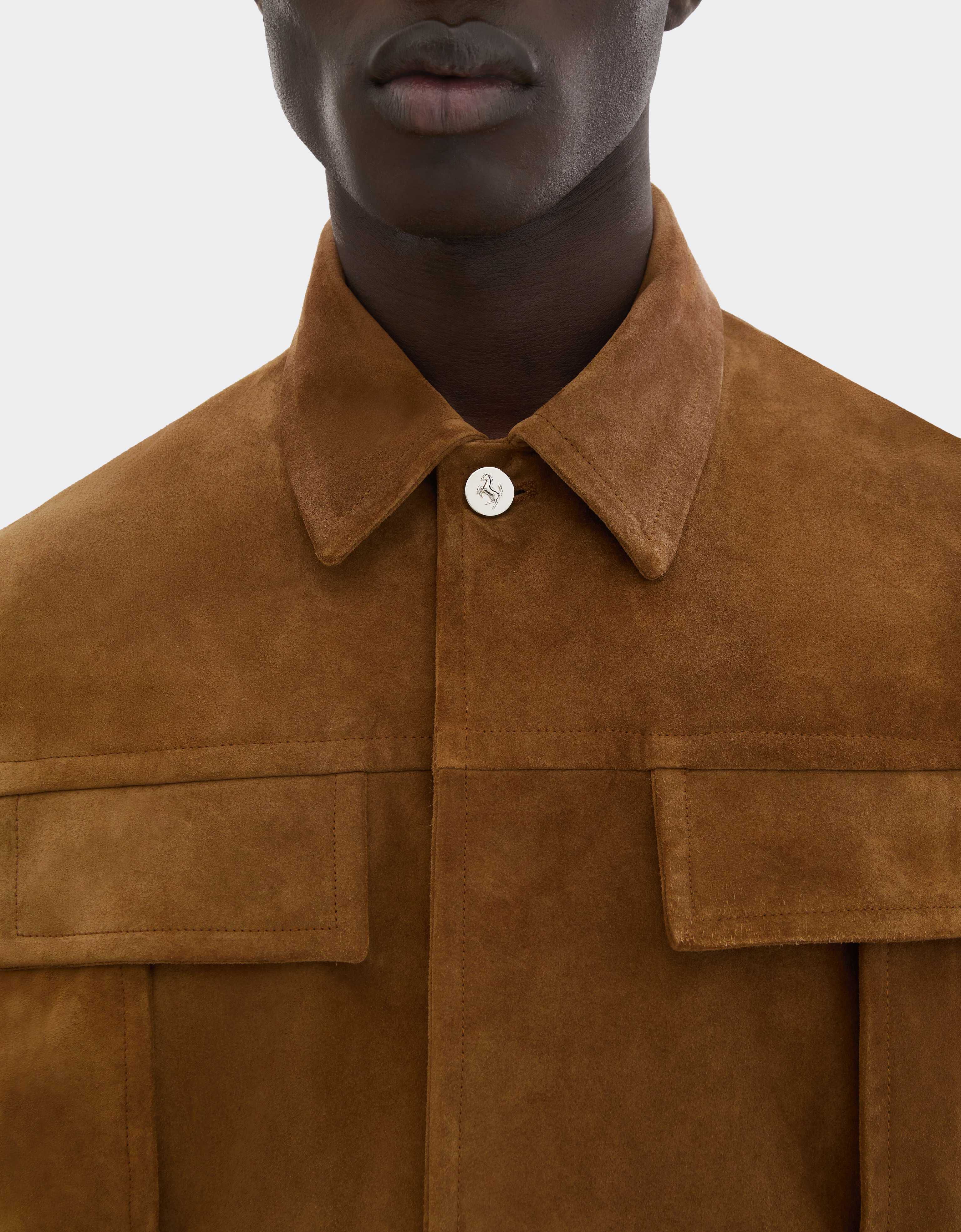 Suede Overshirt with Writing Effect Ferrari Suede Overshirt with Writing Effect Caffè CLMOV0001LCK0003f