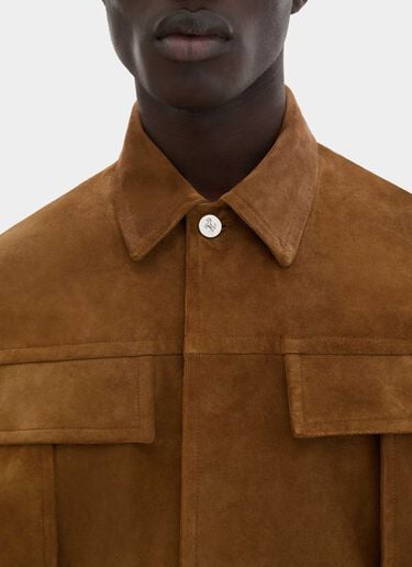 Suede Overshirt with Writing Effect Ferrari Suede Overshirt with Writing Effect Caffè CLMOV0001LCK0003f