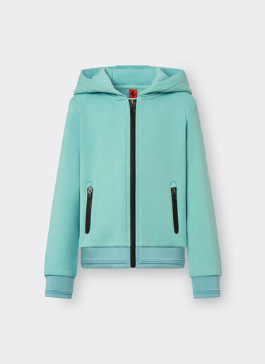 Ferrari French Terry sweatshirt with hood and zip Aquamarine 48526fK