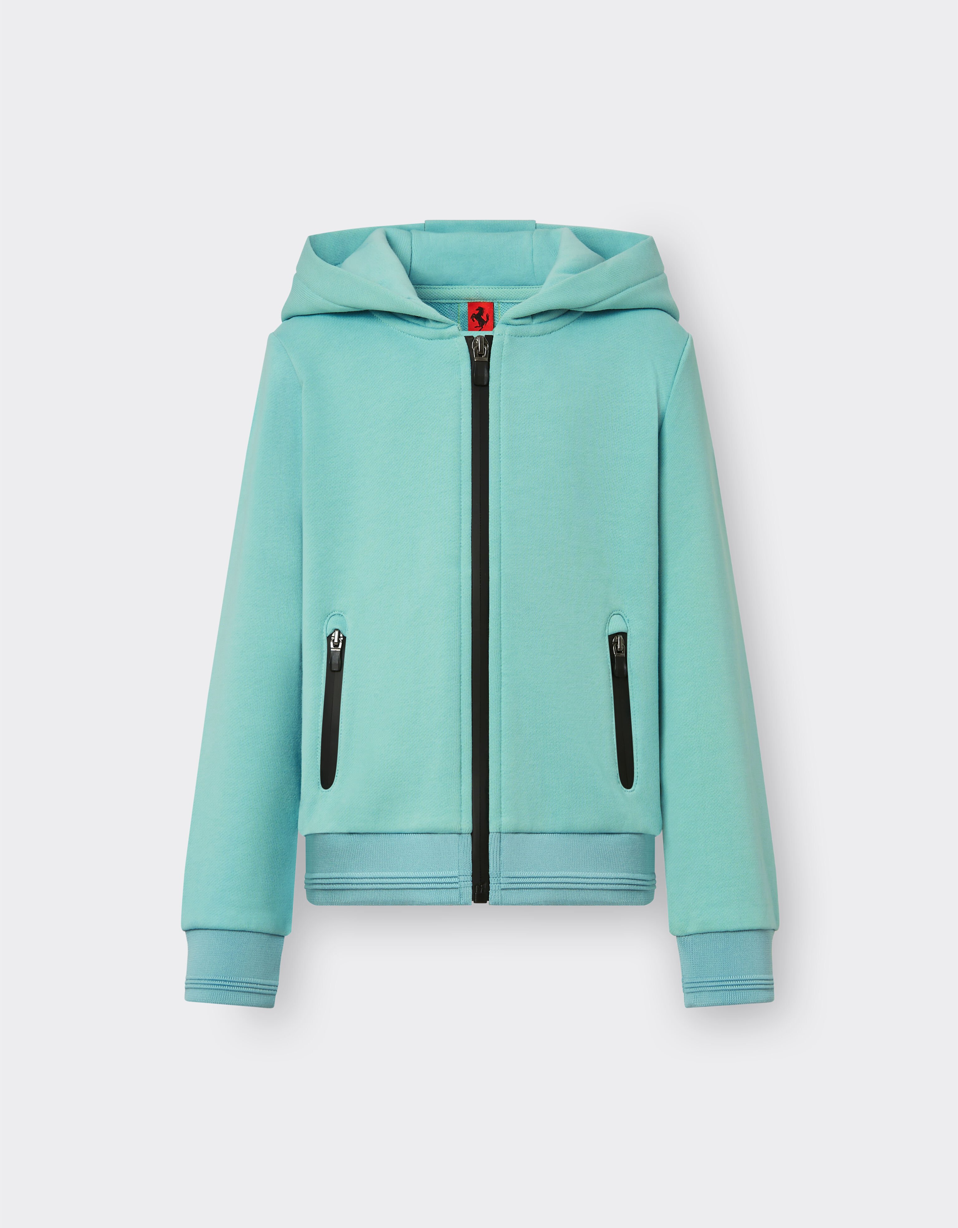 Ferrari French Terry sweatshirt with hood and zip Aquamarine 48526fK