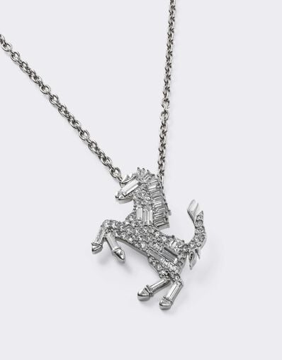 Prancing Horse Rhinestone Necklace Ferrari Prancing Horse Rhinestone Necklace Silver CGWNK0005JU00005f