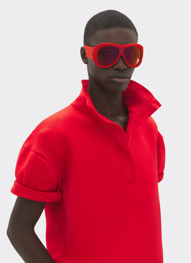 Ferrari Limited Edition Ferrari red leather covered sunglasses with red mirror lens Red F1244f