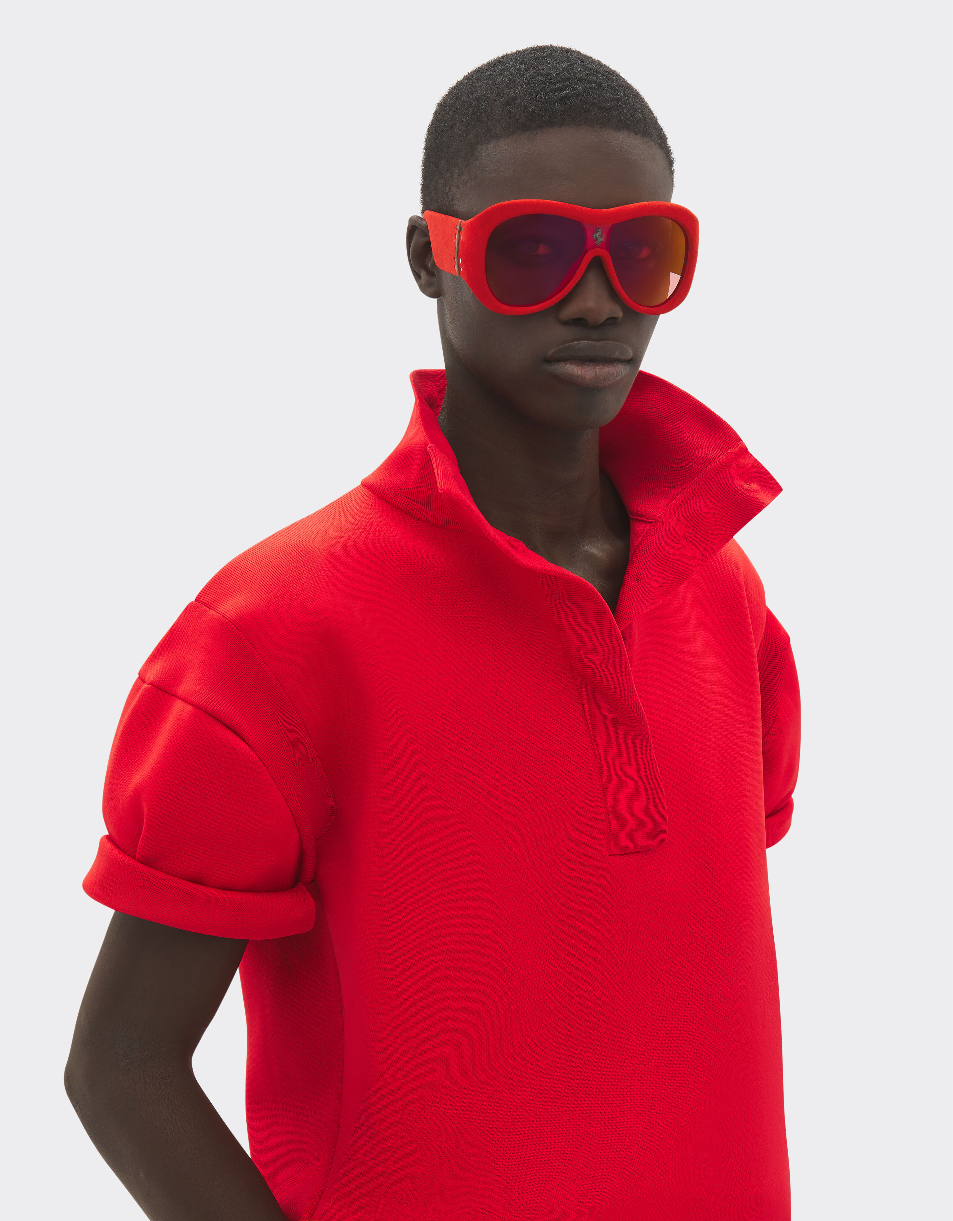 Ferrari Limited Edition Ferrari red leather covered sunglasses with red mirror lens Red F1244f