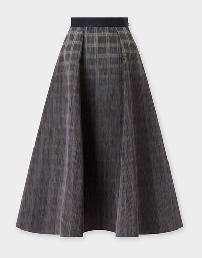 Ferrari Falda larga de nylon estampado a cuadros chiné Caoba 22651f