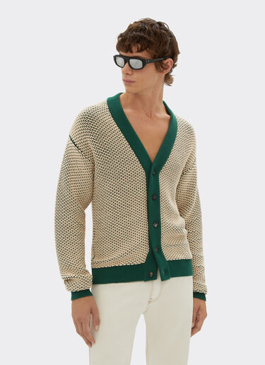 Ferrari Cardigan in misto cotone effetto 3D Ecru 21831f