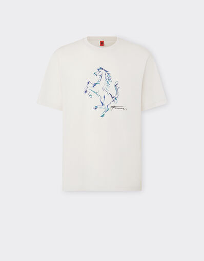 Ferrari T-shirt with Prancing Horse graphic Ecru 22039f