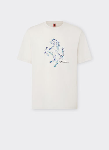 Ferrari Camiseta con gráficos de caballos rampantes Ecru 22055f