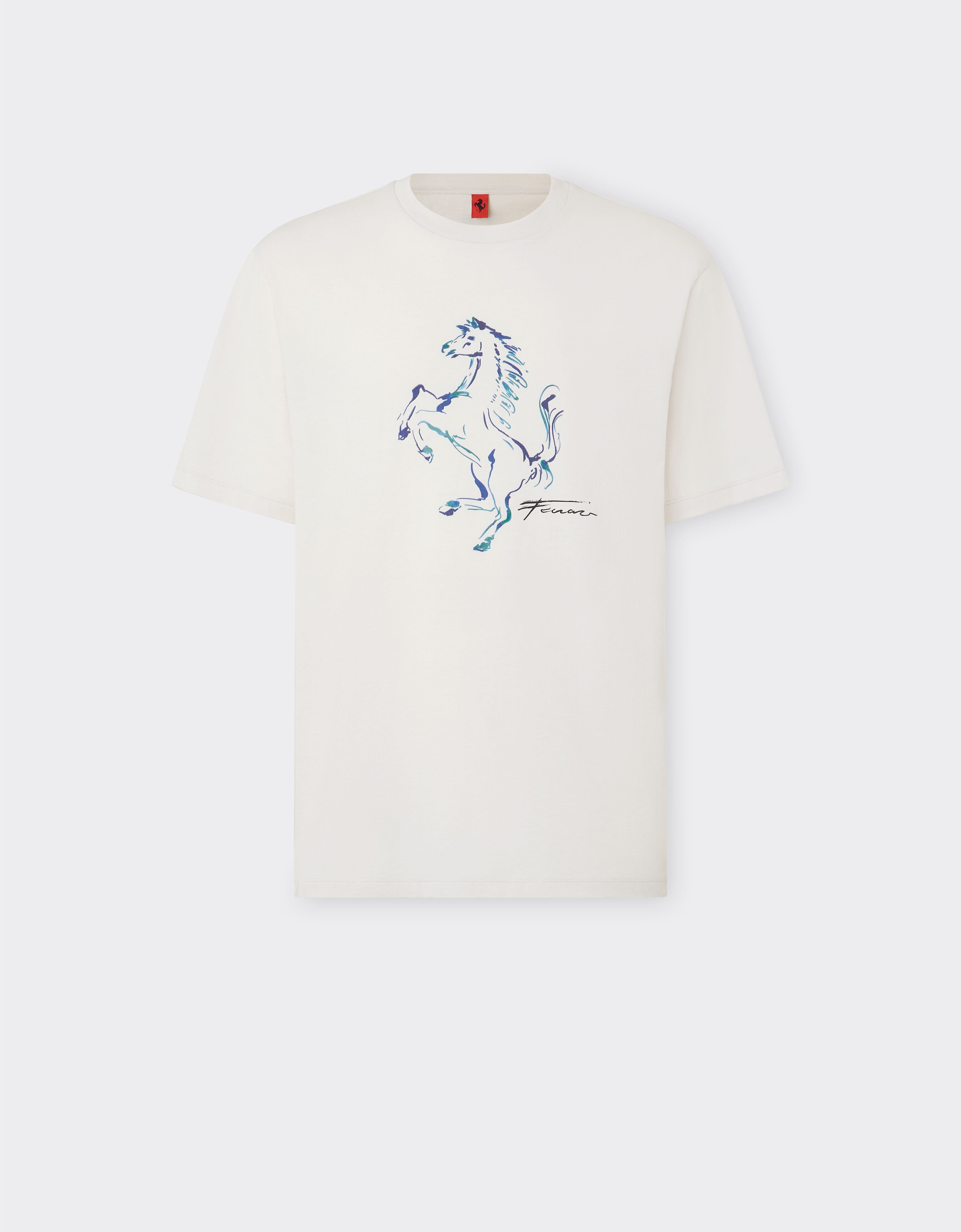 Ferrari Camiseta con gráficos de caballos rampantes Ecru 22055f