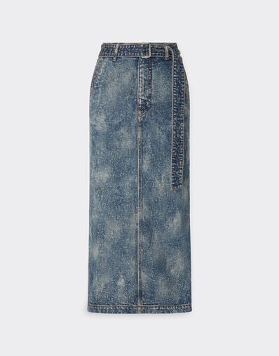 Ferrari Nadelgestanzter und gewaschener Jeansrock Denim 49195f