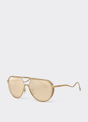 Ferrari Ferrari sunglasses in matt gold-tone titanium with gold mirror yellow lenses Satin Gold LA02Of