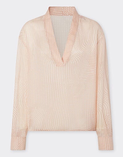 Ferrari Camisa de gasa de seda con estampado Cavallino Dots Nude 22442f