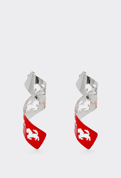 Ferrari Boucles d’oreilles en spirale avec découpe Cheval cabré Gris charbon 20010f