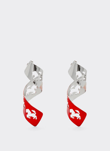 Ferrari Spiral earrings with Prancing Horse perforated pattern Rosso Dino 20217f