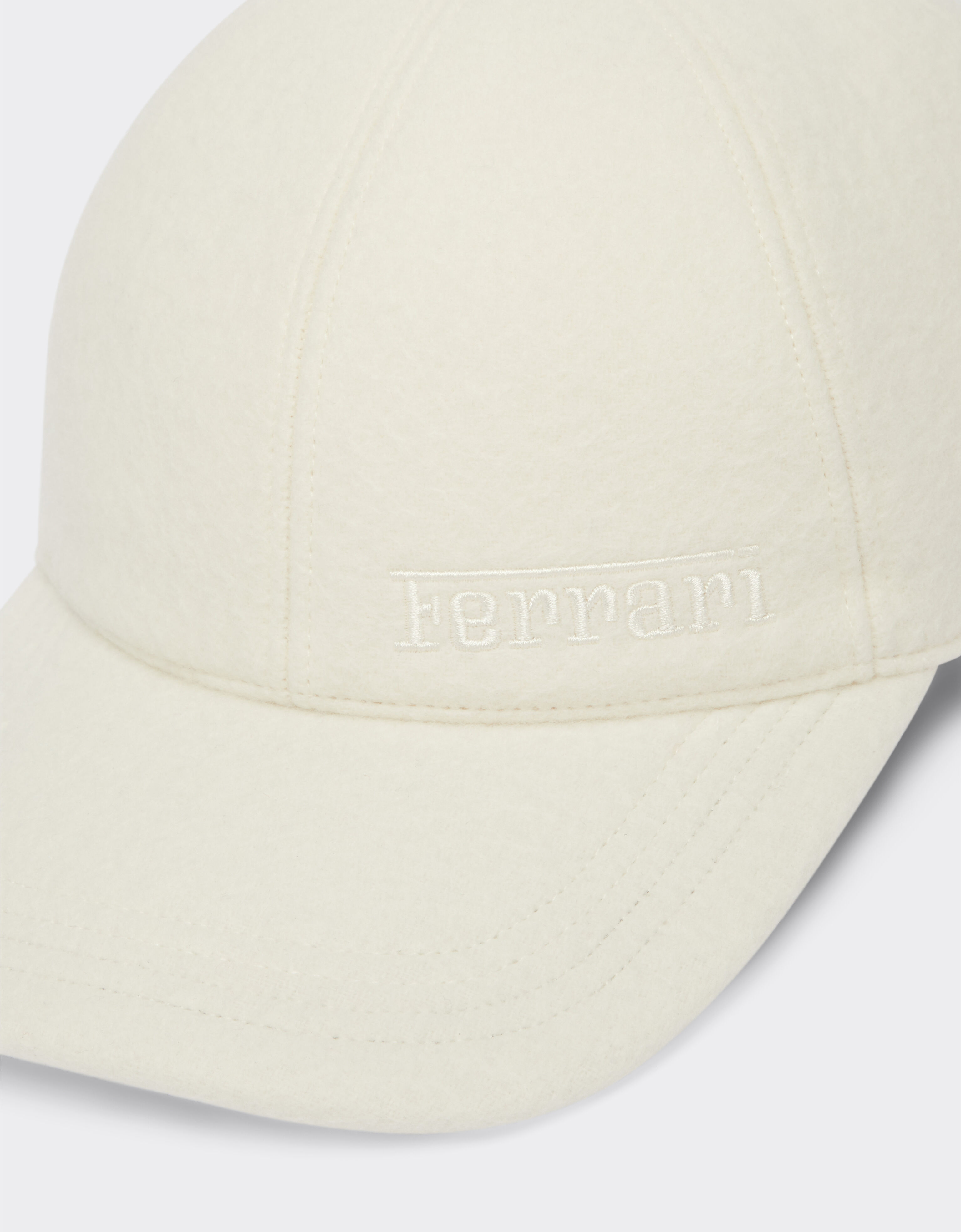 Ferrari Double wool baseball cap with embroidered Ferrari logo Ivory 21347f