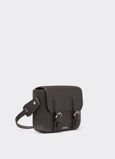 Ferrari Mini messenger bag en piel martillada Dark brown 50582f