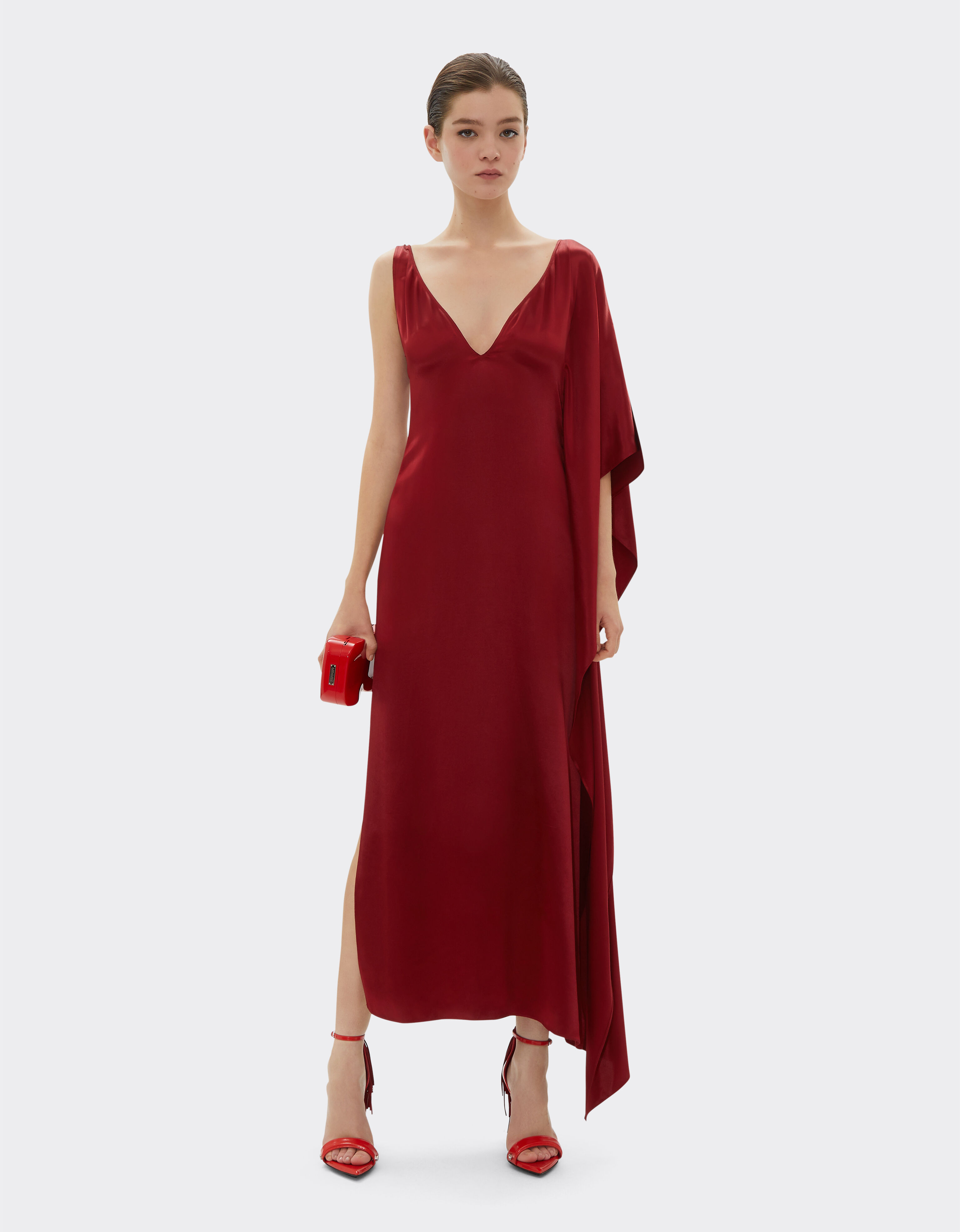 Ferrari Long dress in shiny satin Maison Red 22092f
