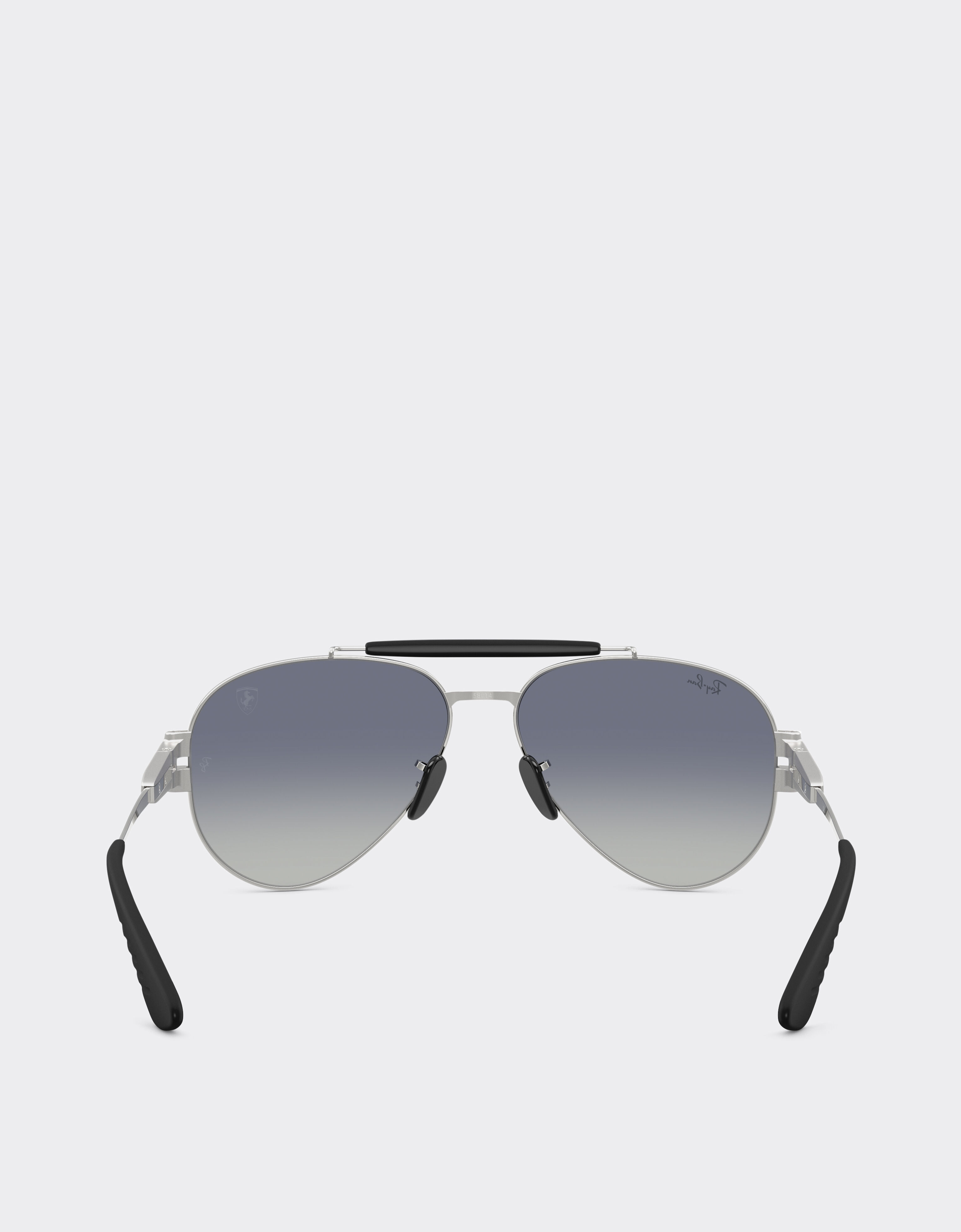 Ferrari Ray-Ban für Scuderia Ferrari RB3762M aus silbernem Metall mit blauen Gläsern mit grauem Farbverlauf Silber LA018f