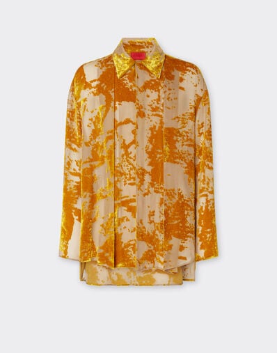 Ferrari Chemise en velours de soie à motif dévoré Or 50313f