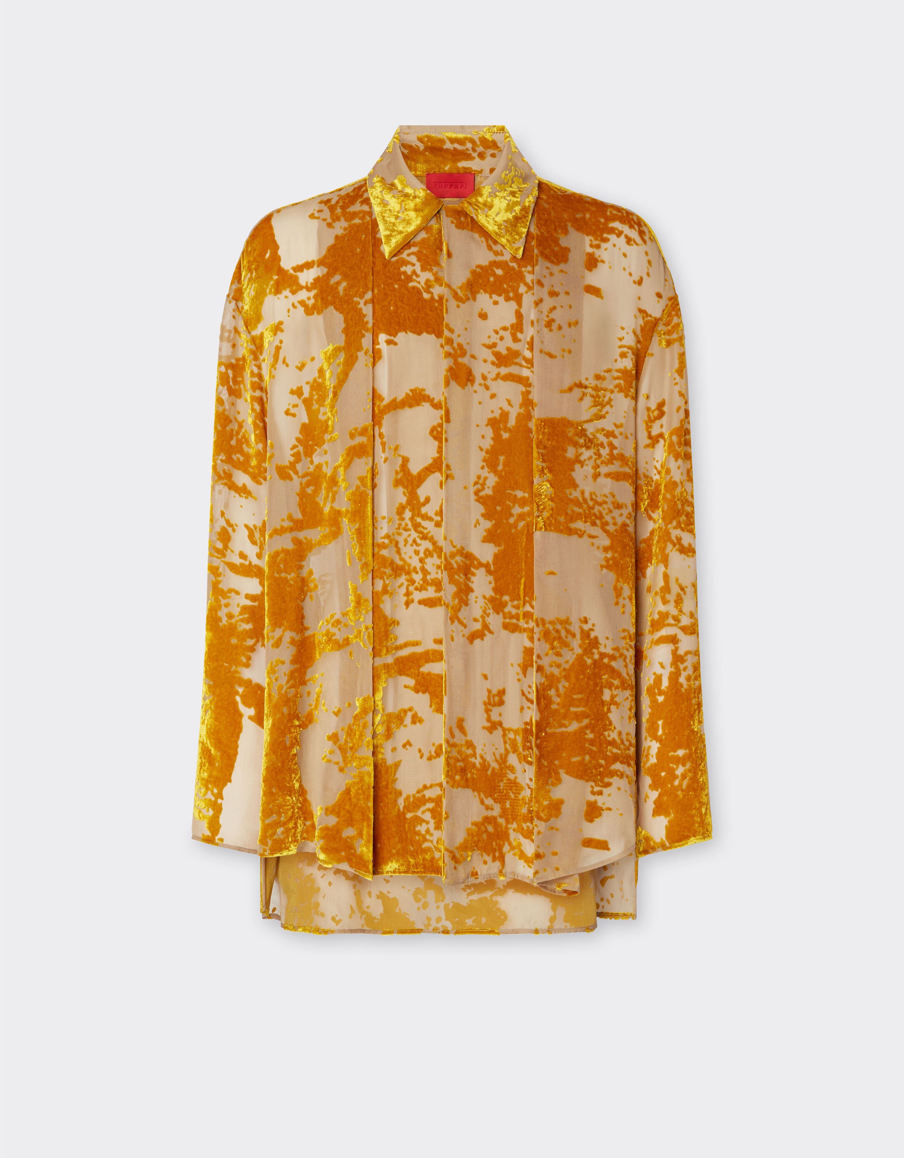 Ferrari Chemise en velours de soie à motif dévoré Or 50313f