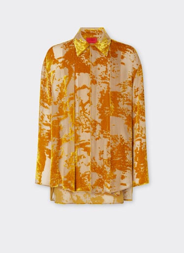 Chemise en velours de soie à motif dévoré Ferrari Chemise en velours de soie à motif dévoré Or 50313f