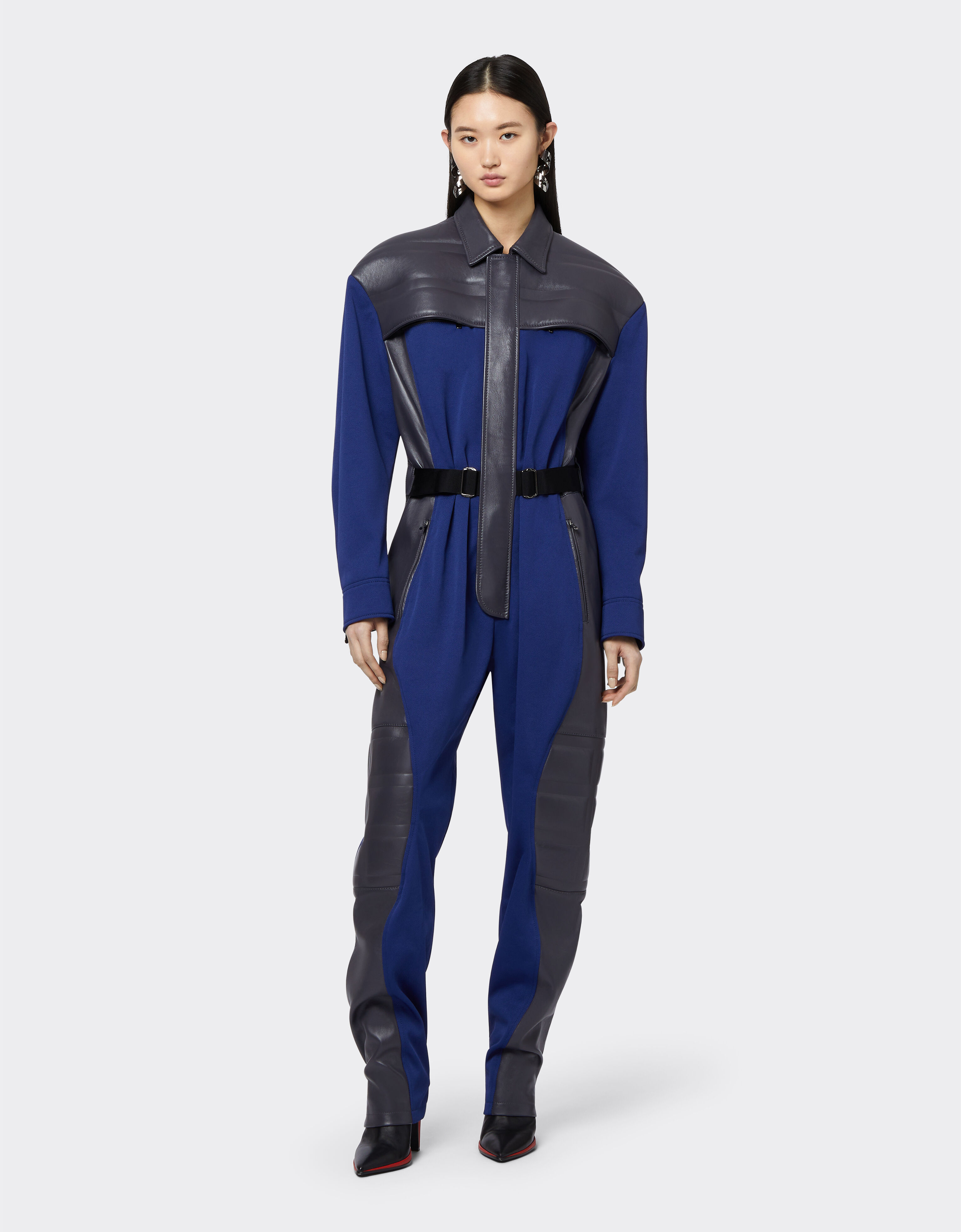 Ferrari suit in nylon and leather in Blu Scozia Ferrari