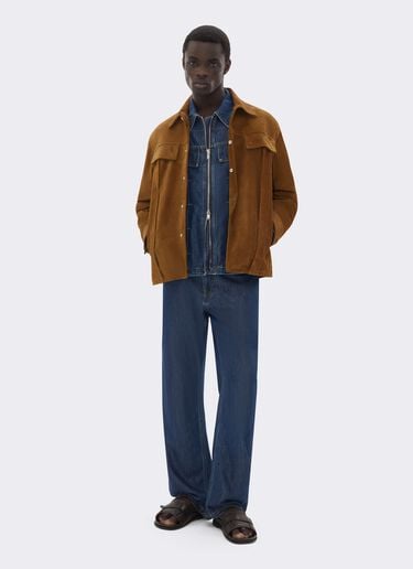 Suede Overshirt with Writing Effect Ferrari Suede Overshirt with Writing Effect Caffè CLMOV0001LCK0003f
