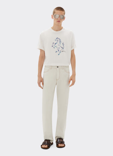 Ferrari Five-pocket denim trousers Ecru 21814f